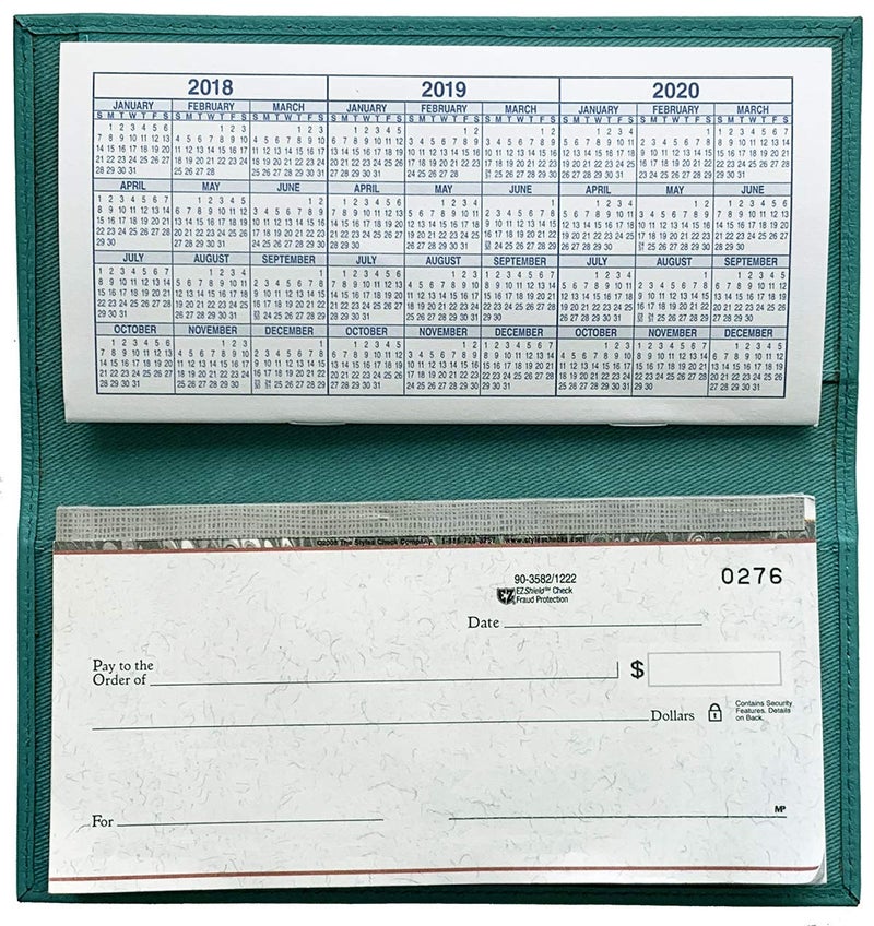 123 Cheap Checks Turquoise Basic Genuine Leather Checkbook Cover For Men & Women - Image 2